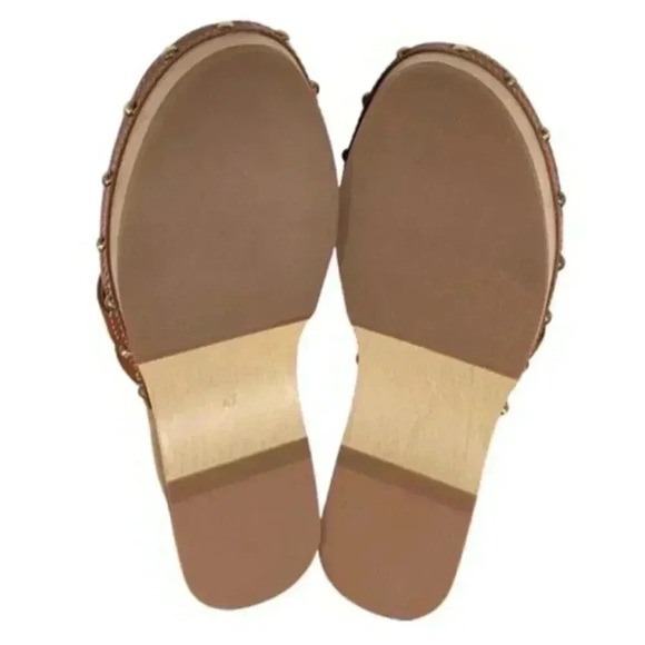 Sam Edelman Mule Clogs Shoes Women 8.5 39 Brown Kaye Vegan Leather Studs NEW - Picture 8 of 9
